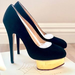 BRAND NEW Charlotte Olympia Black Gold Heels